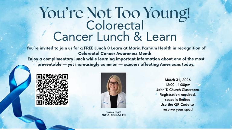 Maria Parham Health to Host Free Lunch & Learn for Colorectal Cancer Awareness Month