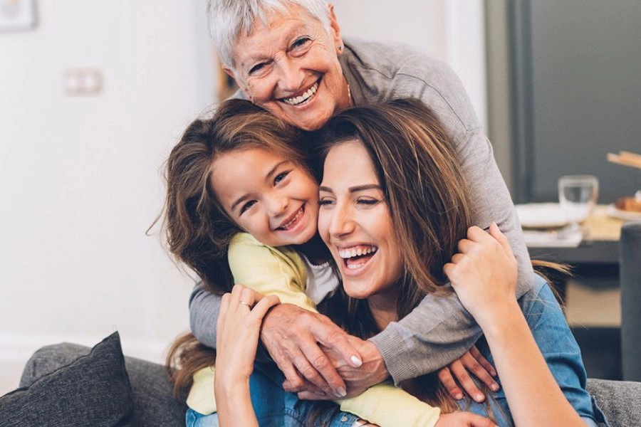 Three generations of women
